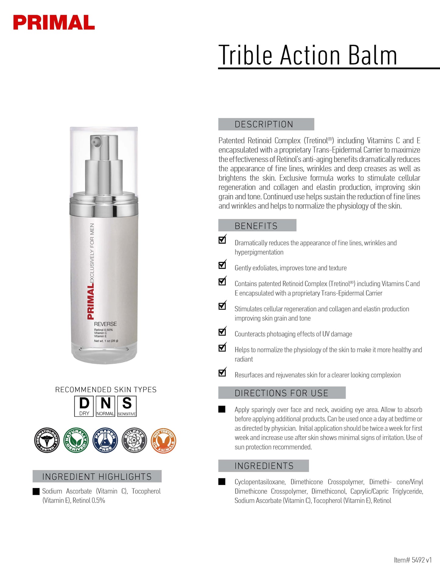 Primal Exclusively for Men Triple Action Balm